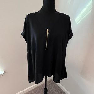 EUC Lane Bryant Sheer Black Zippered Blouse